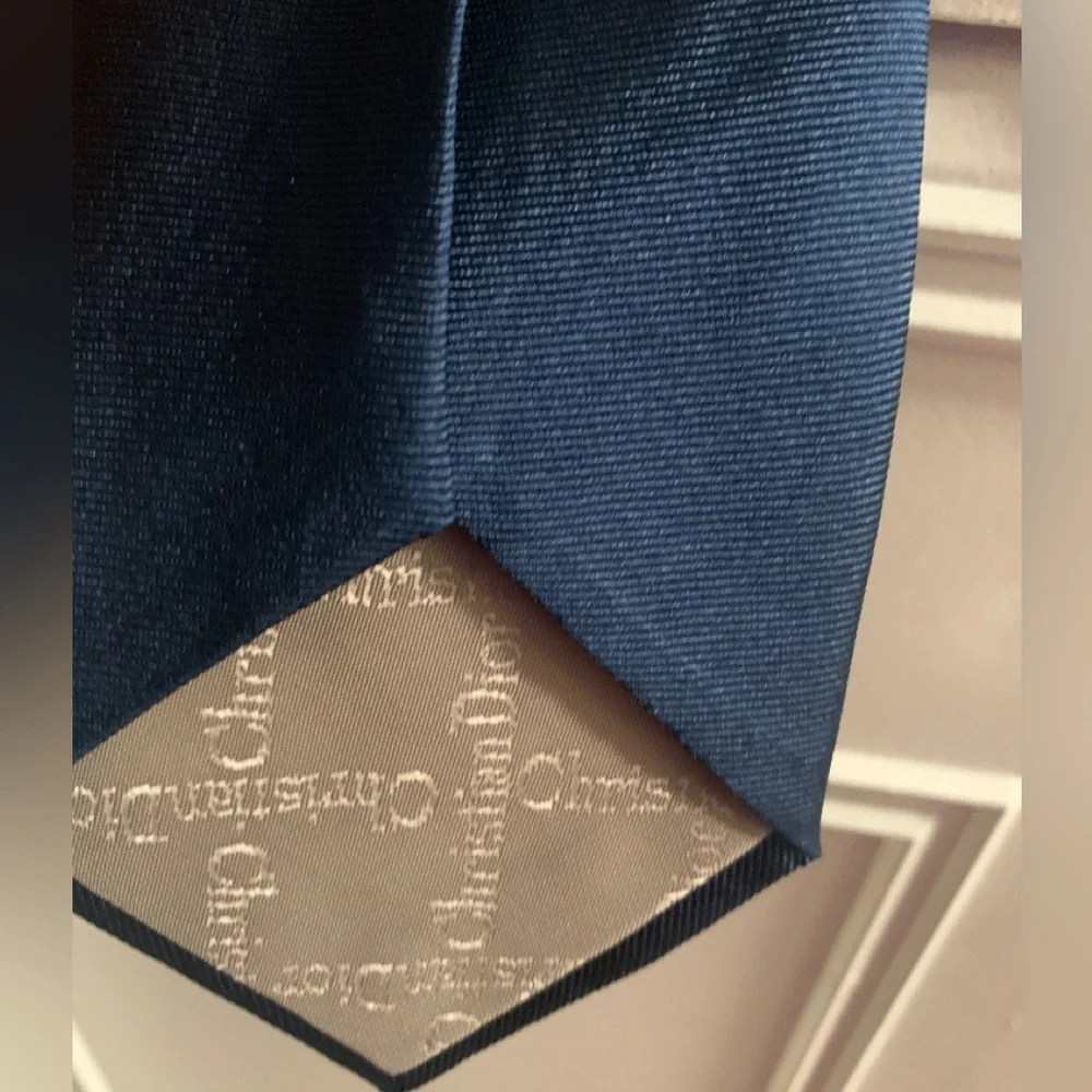 Vintage Christian Dior Blue Classic Silk Tie-0398